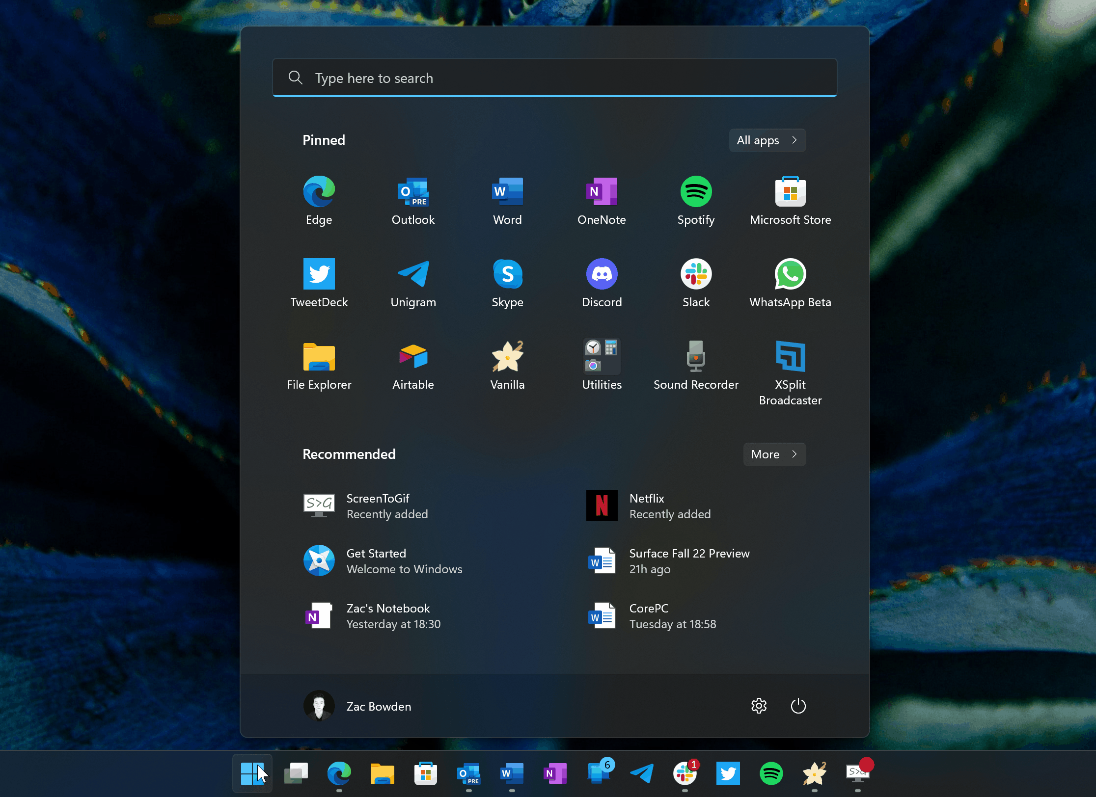 App folders in the Start menu