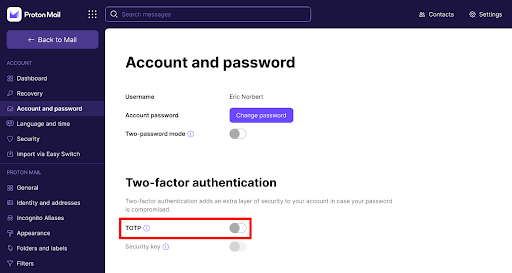 TOTP authentication